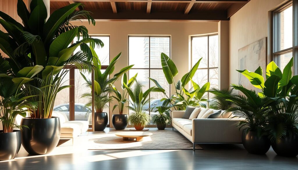 modern interiors with large foliage plants modern interiors with large foliage plants