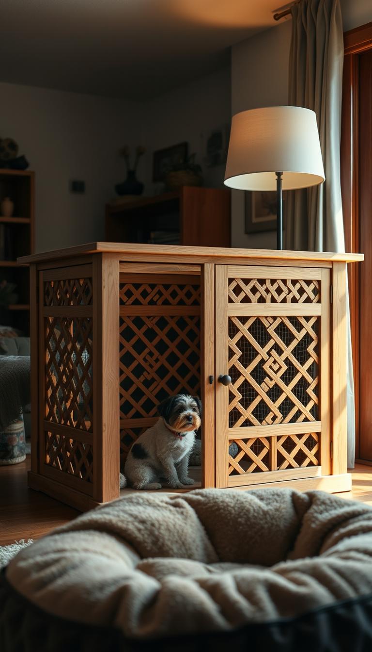 dog cage in wood